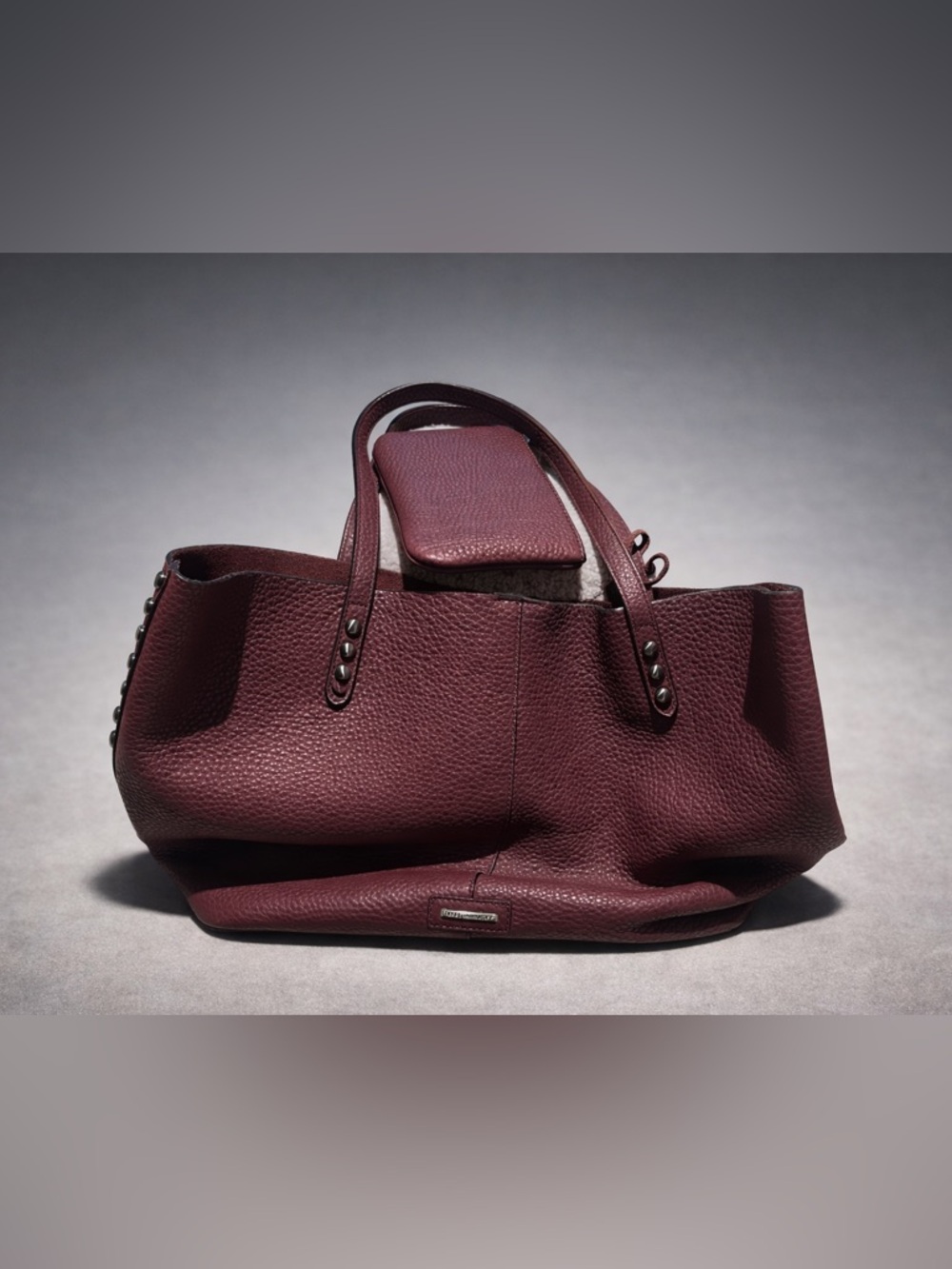 Rebecca Minkoff Pebbled Leather Tote in Burgundy